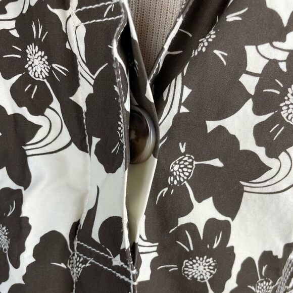 Eddie Bauer Brown and White Floral Rain Jacket Size S EUC - Picture 3 of 8